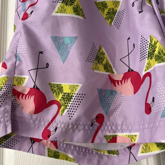 George Mens Flamingo Swim Trunks Size Medium 32-34 Pockets Drawstring Lined - Picture 2 of 12